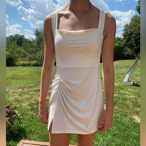 White Medium Square Neck Mini Dress